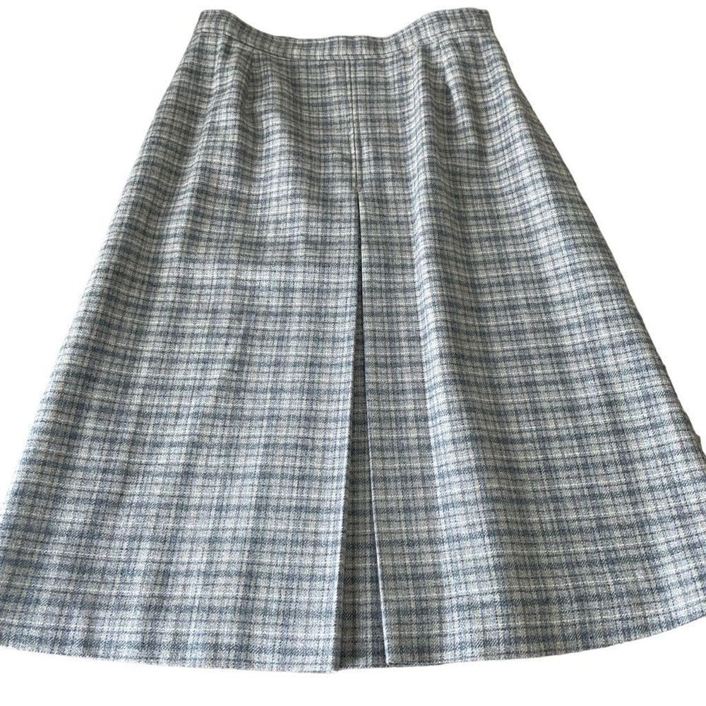 Vintage Evan Picone Women’s 30” Wool Blend Plaid A-Line Midi Skirt